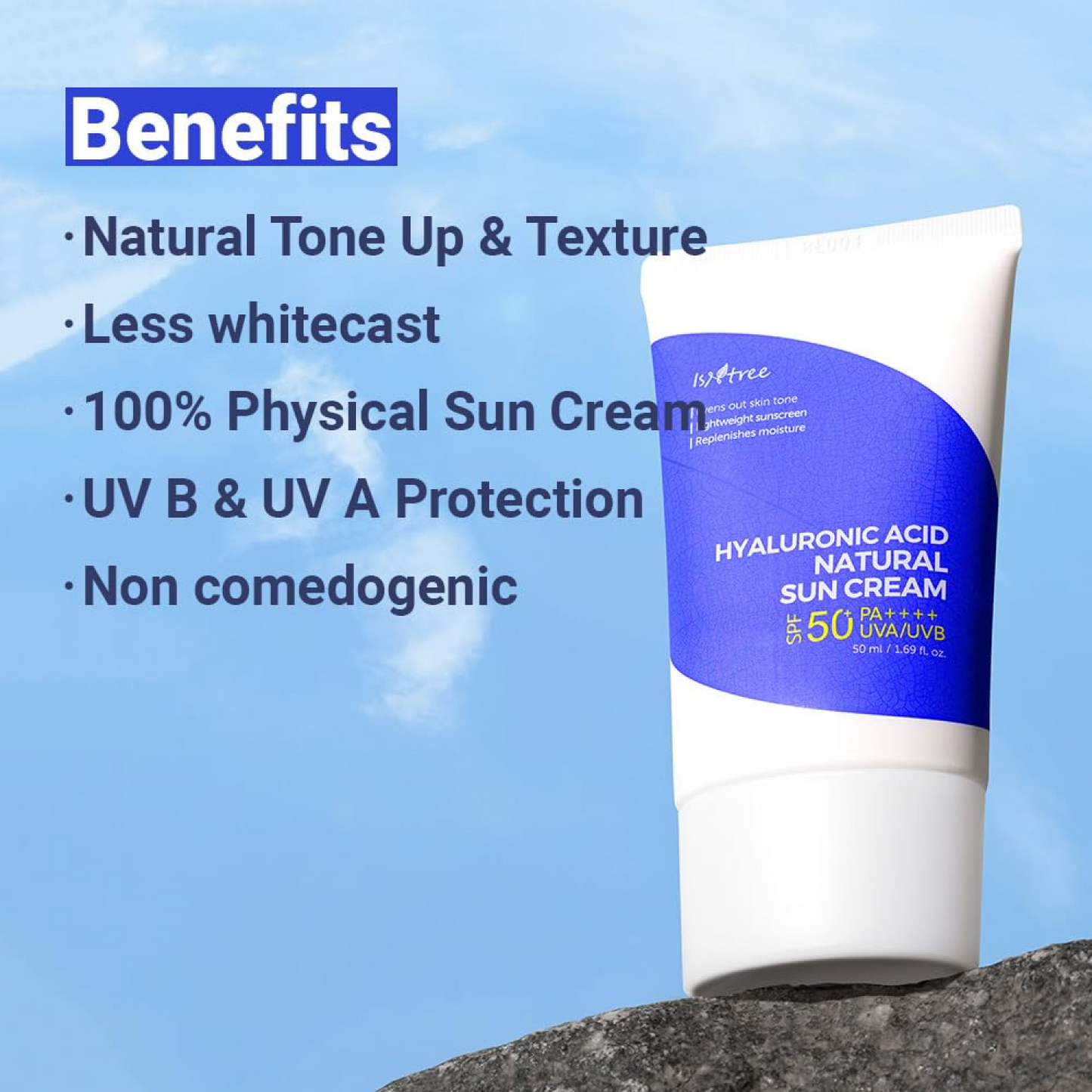 ISNTREE Hyaluronic Acid Natural Sun Cream SPF50+ - 50ml