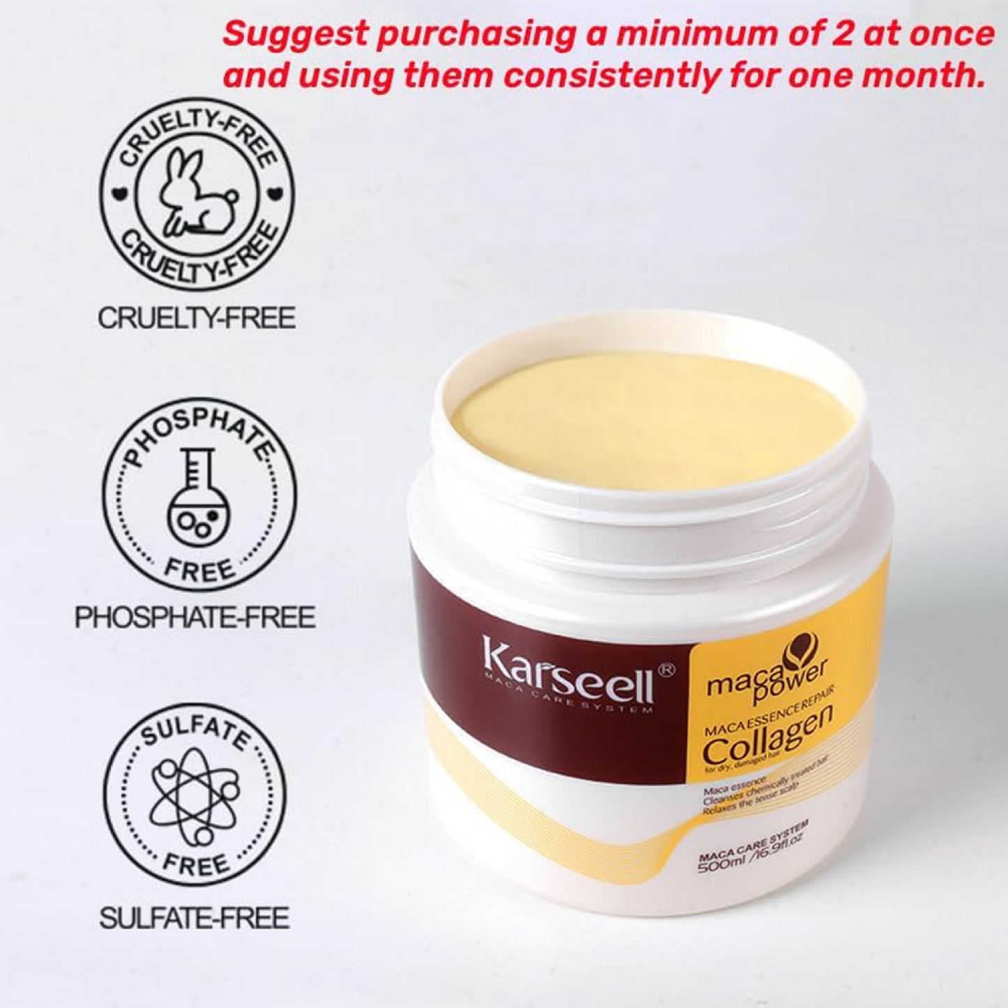 Karseell Collagen Hair Treatment Deep Repair Conditioning Argan Oil Collagen Hair Mask Essence for All Hair Types - 500ml