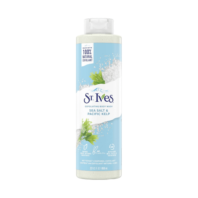 غسول الجسم المقشر من سانت آيفز بملح البحر وعشب البحر الهادئ - 650 مل