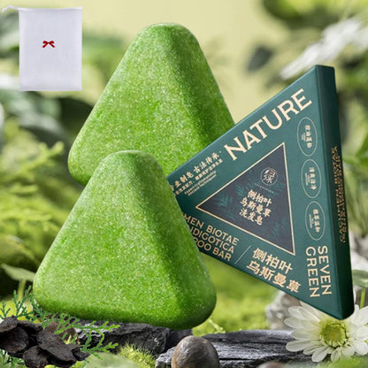 Nature Triangle Shampoo Bar, Seven Green Soap, Usman Grass Bar, Calming & Strengthens Hair