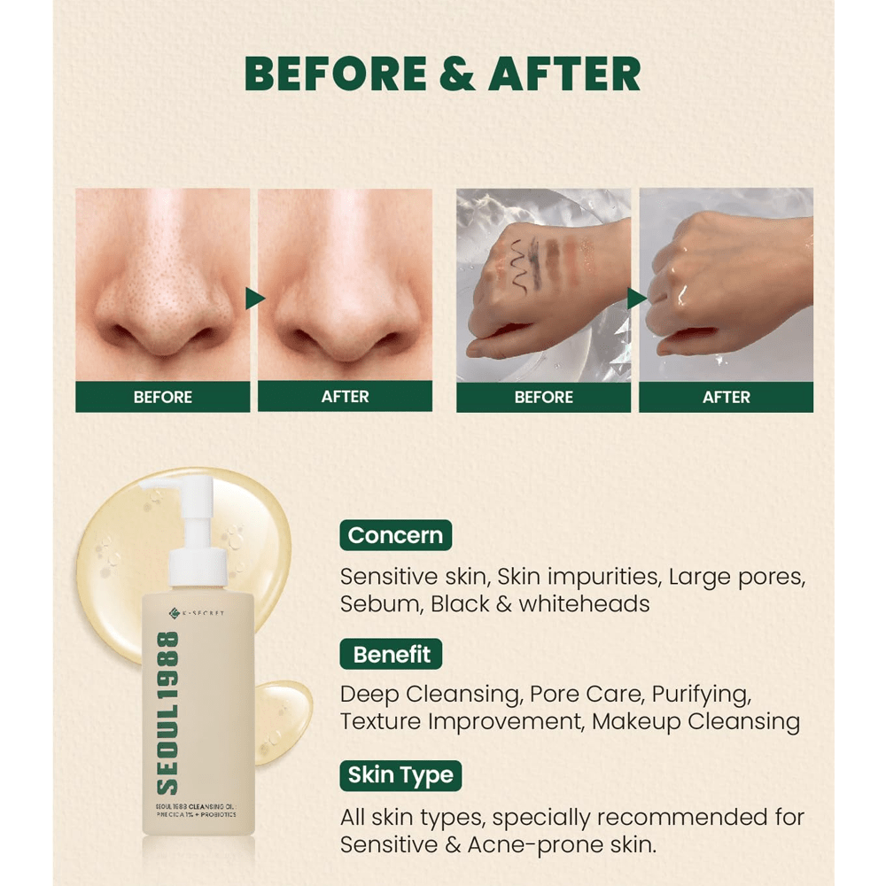 K Secret Seoul 1988 Cleansing Oil Pine Cica 1% + Probiotics - 200 Ml